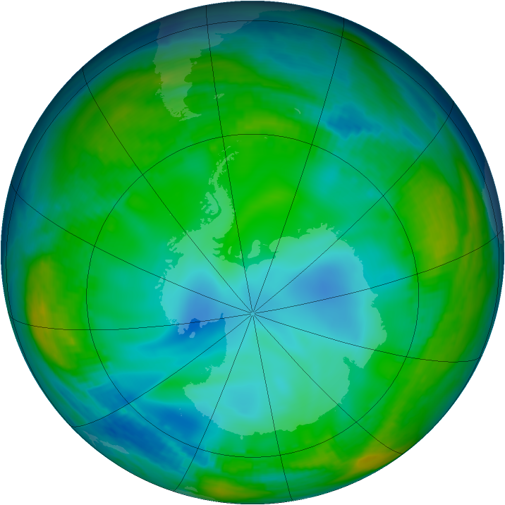 Antarctic ozone map for 06 June 1998